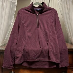 Land's End Large Long Sleeve Purple Pullover Quarter Zip Up